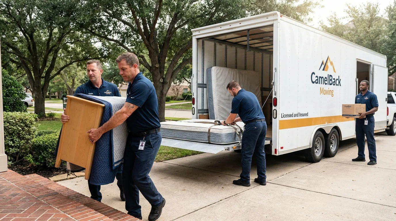 Crew loading residential truck for cross-state move from Stuart, FL