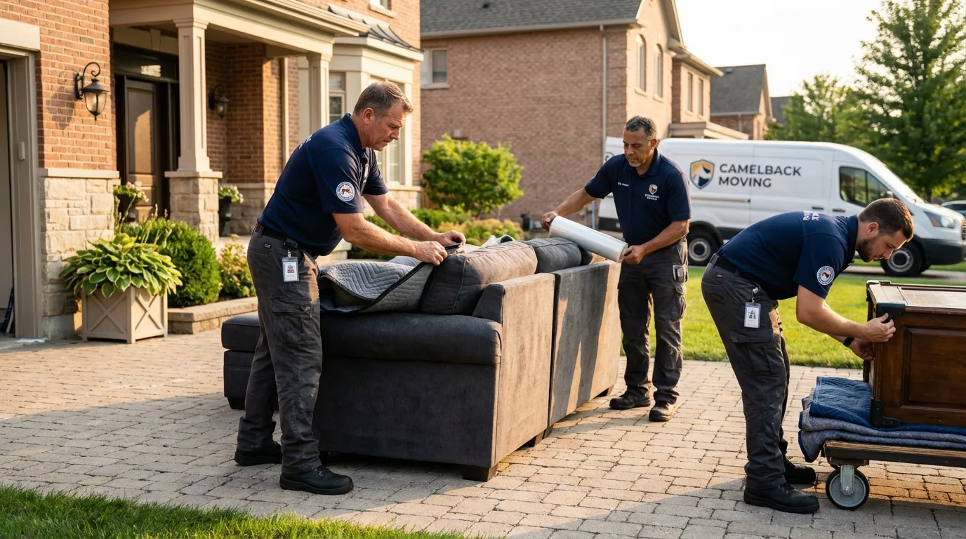 Large estate moving crew wrapping furniture in Stuart, FL