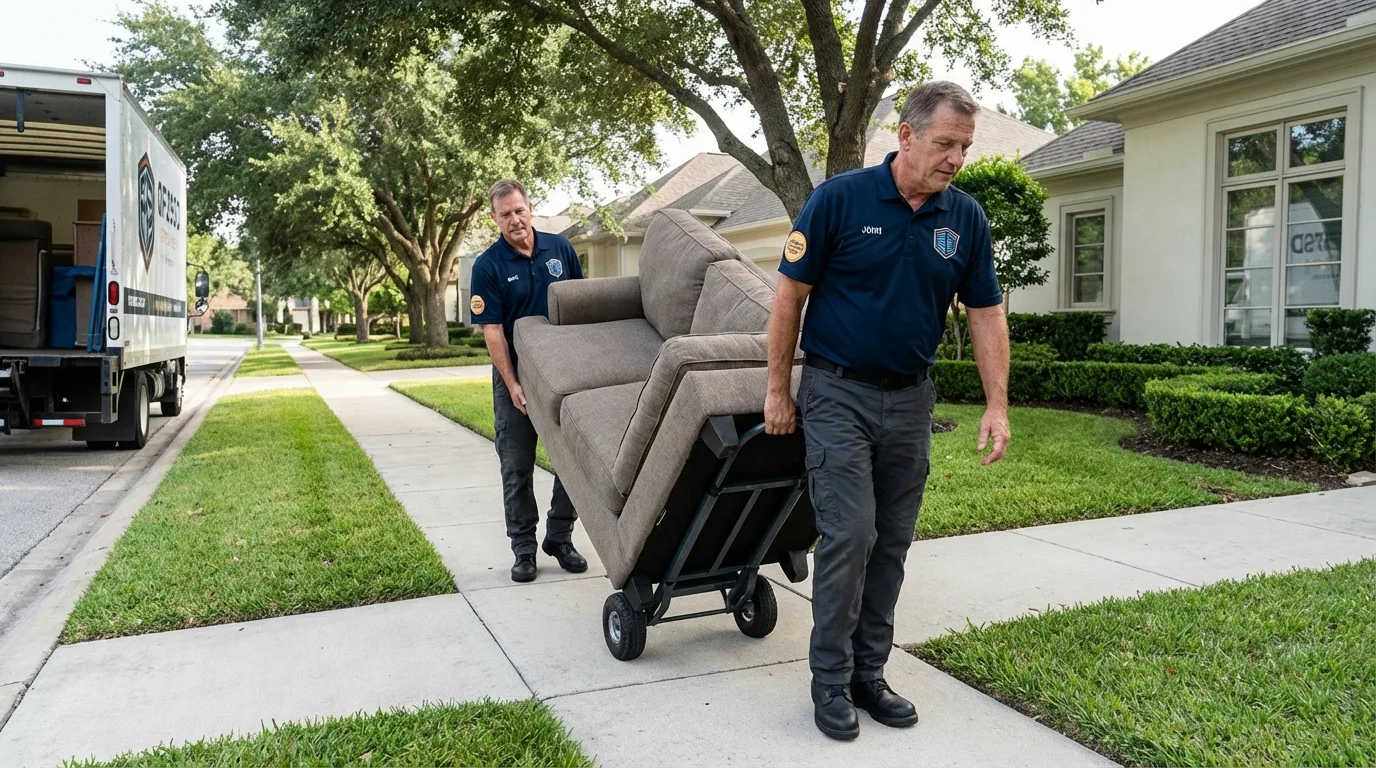 Local residential moving crew loading furniture in Stuart, FL