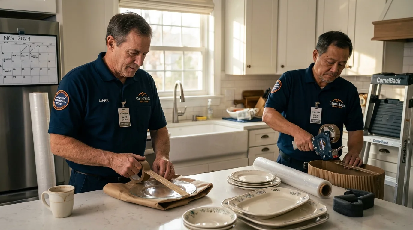 Professional crew packing kitchen dishware in Stuart, FL